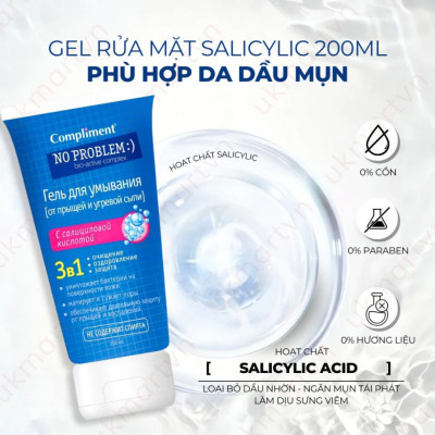 Gel Rửa Mặt Cho Da Mụn Compliment No Problem 200ml