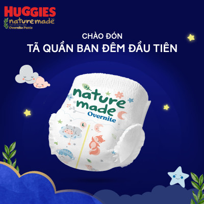 Tã quần Huggies Naturemade ban đêm L 44 miếng