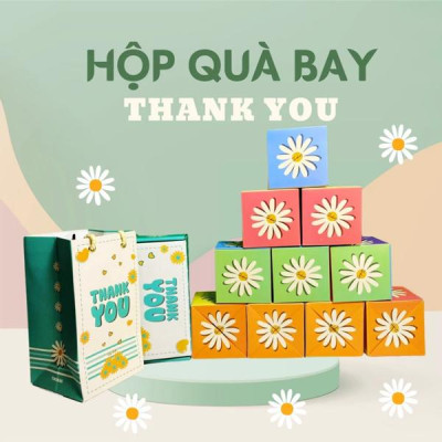 Hộp Quà Tự Bung Thank You - Hoa Cúc Nhiều Màu - The Kas
