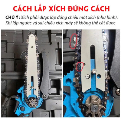 Bộ Máy Cưa Xích Cầm Tay Pin Siêu Khỏe Cắt Cây, Tỉa Cành Lam Xích Dài 19cm Hiệu Quả Vượt Trội