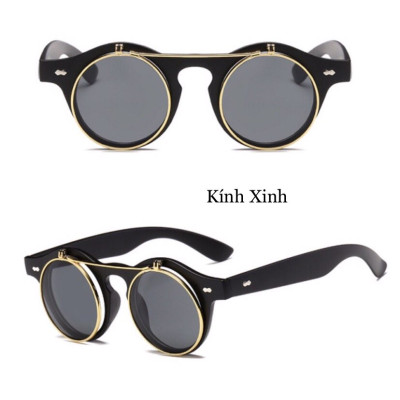 Kính râm Mắt Tròn Thầy Bói 2in1 Thời Trang
