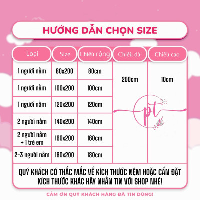 Nệm Cao Su Non Cao Cấp Dày 10cm Đủ Size