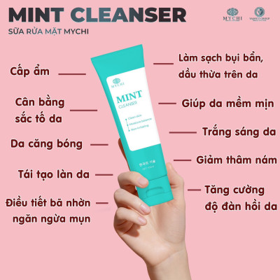 (mới)5 LỌ Sữa rủa mặt Mychi mint cleanser phiên bản to 100ml gấp 3,5 lần