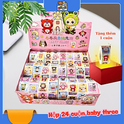 Tặng Thêm 1 cuộn - Hộp 24 cuộn sticker 500 nhãn Baby Three Bé Ba làm quà tặng