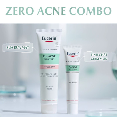 Gel Rửa Mặt Eucerin Pro Acne Solution 3X Treatment Gel To Foam Cleanser 150ml