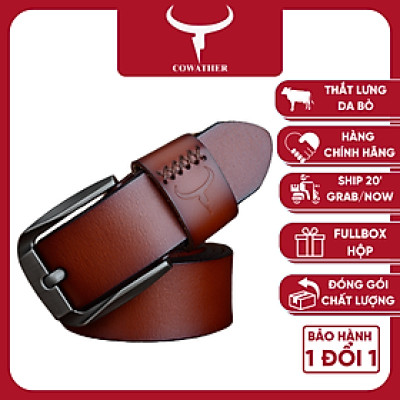 Thắt Lưng Da Bò Chính hãng COWATHER XF008 Nâu Vàng