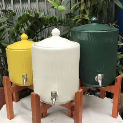 Bình đựng nước bằng sứ dáng trụ dung tích 6l