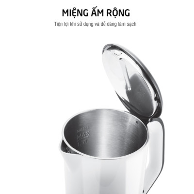 Bình Đun Siêu Tốc 2 lớp Lock&Lock EJK738WHT (1.7 Lít) - Trắng - Hàng chính hãng