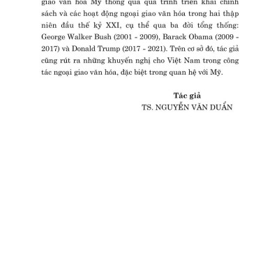 Ngoại giao văn hóa Mỹ trong hai thập niên đầu thế kỷ XXI - bản in 2024