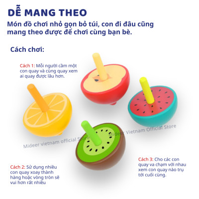 Con quay cho bé, đồ chơi con xoay gỗ spinner Mideer Mini Spinning Tops