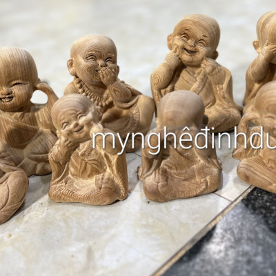 Bộ tượng tứ không bằng gỗ ngọc am thơm nức kt 9×8×6cm 