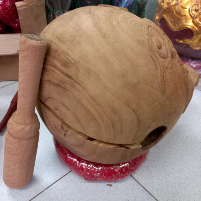 Mõ tụng kinh phật bằng gỗ mít gỗ không dác kt 30cm 