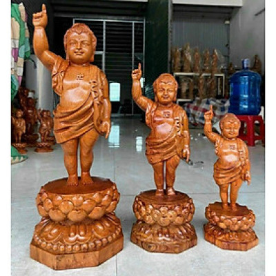 Tượng phật đản sinh bằng gỗ hương đá kt cao 40×15cm