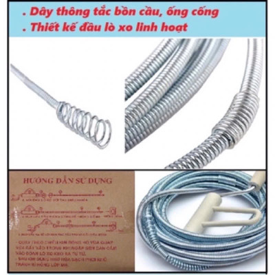 Dây Lò Xo Thông Tắc Cống, Nhà Vệ Sinh 5m 10m – Xử Lý Nghẽn Do Dầu Mỡ, Cơm Thừa Hiệu Quả