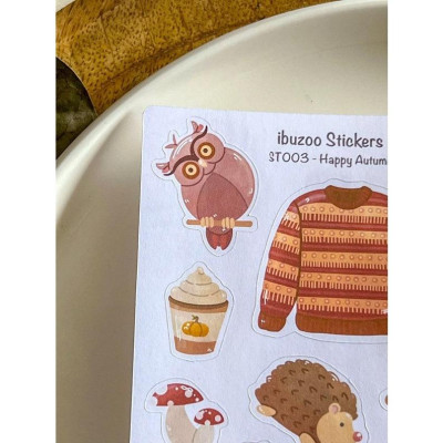 Sticker tự thiết kế - sticker sheet happy autumn - hình dán sổ, nhật kí bullet journal - unim028