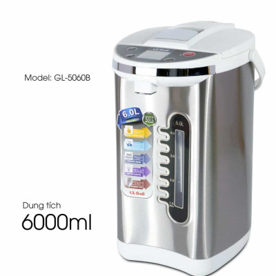 Bình Thuỷ Điện Gali GL-5060B Dung tích 6L nhỏ gọn, Thân bằng nhựa nguyên sinh cao cấp, lòng trong bằng Inox 304 dày chất lượng. Hàng chính hãng chất lượng cao bảo hành 24 tháng.