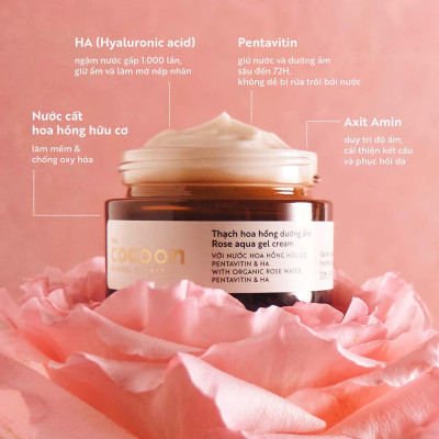Combo Gel rửa mặt hoa hồng Cocoon 140ml + Thạch hoa hồng Cocoon 30ml khóa ẩm 24h