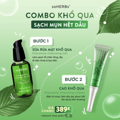 Combo Khổ Qua soHERBs (Gel Rửa Mặt + Cao Khổ Qua)