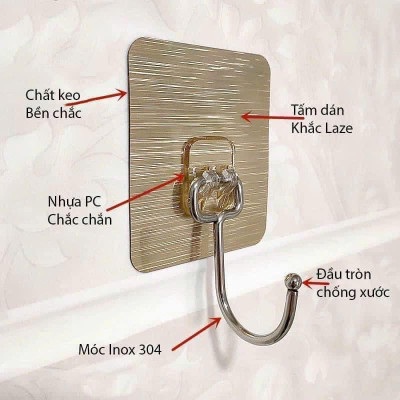 Móc Inox Dán Tường Chịu Lực Móc Treo Đồ Nặng Dán Tường Chất Lượng Cao