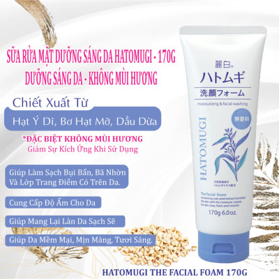 Kumano Sữa Rửa Mặt Dưỡng Sáng Da Ngừa Mụn Không Mùi Hương Hatomugi 170 G
