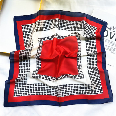 Khăn lụa vuông đa năng phối chấm bi dễ thương AKL64 (60x60cm)
