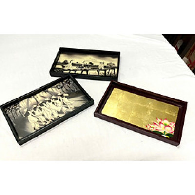 Khay sơn mài - Mã KC06 size 15x25x2.5 cm đẹp mắt, sang trọng, quà tặng ý nghĩa
