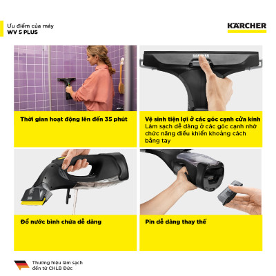 [Sản xuất Châu Âu] Máy lau kính dùng pin cầm tay WV 5 Plus - Phiên bản giới hạn 2025 - Bảo hành chính hãng 15 tháng - Hàng Chính Hãng