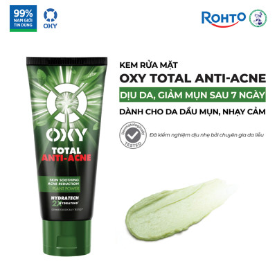 Sữa rửa mặt cho nam Oxy sạch sâu giảm mụn kiểm soát nhờn dạng kem Oxy Total Anti Acne 100g