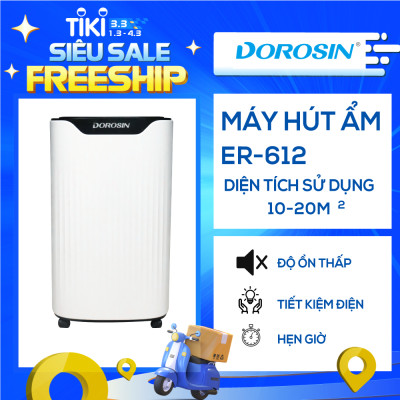 Máy hút ẩm gia dụng chính hãng Dorosin Airko 614 hàng chính hãng (15-35m2)/Công suất hút ẩm 14 lít /ngày - Cảm biến điện tử thông minh - Độ ồn thấp