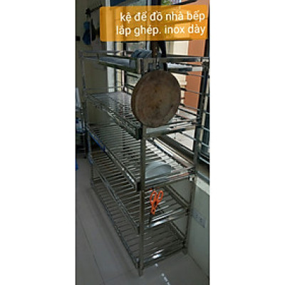 kệ để đồ nhà bếp inox dày 5 tầng c 130, d79, s 40cm 