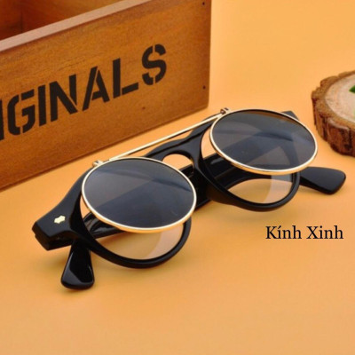 Kính râm Mắt Tròn Thầy Bói 2in1 Thời Trang