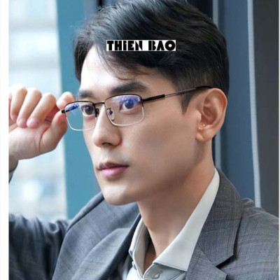 Kính lão thị, kính viễn thị Nam nữ KVM367  Gọng TITANIUM càng dẻo chuẩn độ hàng đẹp xẻ cước chống as xanh