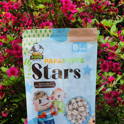 Bánh Ăn Dặm PAPAFOOD PAPAPUFFS STARS - 100% Nguyên Liệu Hữu Cơ - Gói 50g