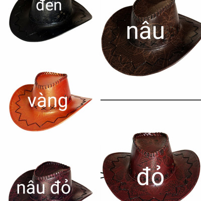 Nón Mũ Cao Bồi Nam Nữ Da Hoa Văn Chìm Thể Thao Đua Ngựa Du Lịch Dã Ngoại Chống Nắng Đi Biển Phong Cách Miền Viễn Tây Thời Trang