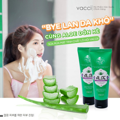 Sữa Rửa Mặt VACCI Tinh Chất Lô Hội 180ml - Làm Sạch Da - Cấp Ẩm - Giảm Tình Trạng Mụn Cám - Mụn Đầu Đen