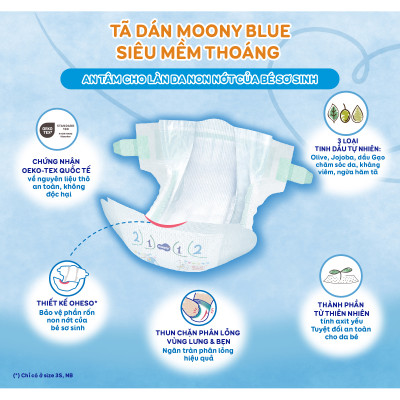 Tã Dán Sơ Sinh Cao Cấp Moony Nhật Bản NB 90 miếng