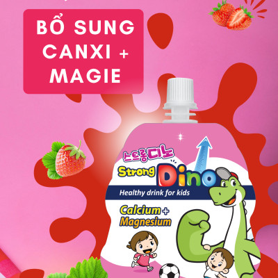 Combo 3 Túi Nước Dino LongDino/StrongDino Dành Cho Trẻ Em (3 Vị Sữa x Dâu x Táo)