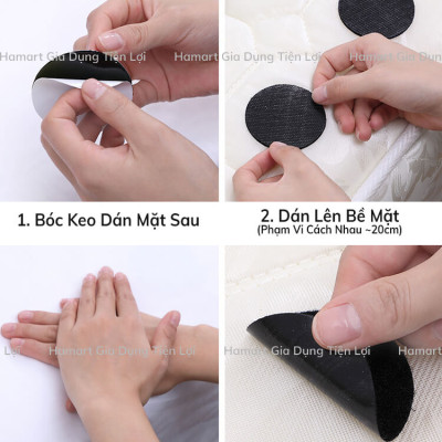 COMBO 5 Miếng Dán Velcro Cố Định Ga Giường Dán Chống Trượt Thảm Sàn Khăn Trải Bàn Lót Ghế