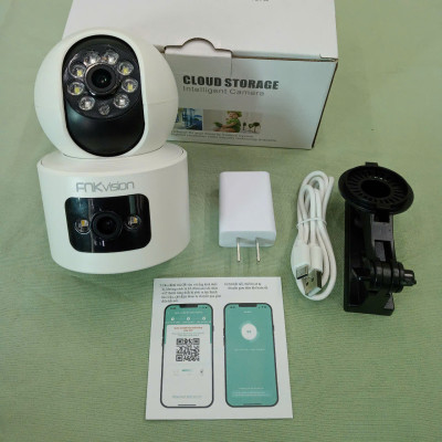 Kính Mắt kamera Wifi IP 2 Mắt Siêu Nét 8MpX: Xem Đa Góc, Xoay 360, Đàm Thoại & Báo Động Chống Trộm