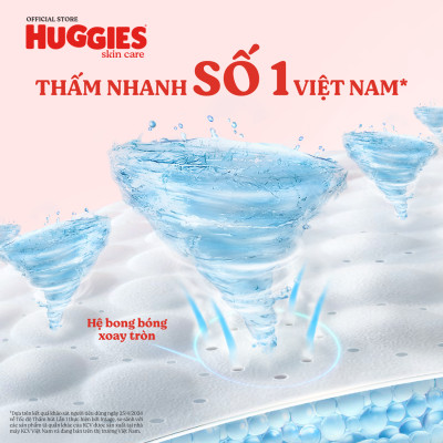 Tã/bỉm quần Huggies Skin Care Mega Jumbo XL84+4 miếng với tràm trà dịu da