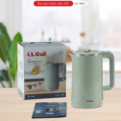 Ấm siêu tốc Gali GL-18A3 1.8L. Thiết kế 2 lớp cách nhiệt, Inox 304. Hàng chính hãng, bảo hành 24 tháng