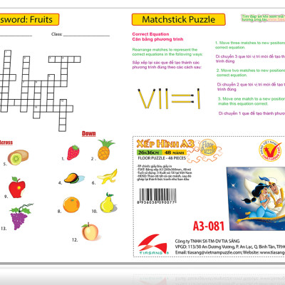 Xếp hình Tia Sáng Aladin và cây đèn thần  (48 Mảnh Ghép) - Tặng kèm câu đố mặt sau cho bé