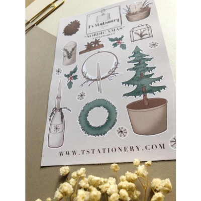 Sticker sheet nordic xmas - chuyên dán, trang trí sổ nhật kí, sổ tay | Bullet journal sticker - stc006
