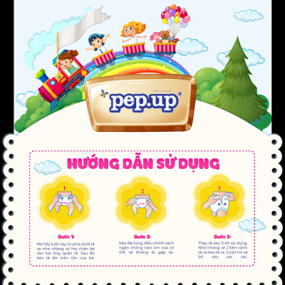 Tã/Bỉm Quần Em Bé Pep.up Extra Dry Gói Trung Siêu Mềm Mại, Siêu Khô Thoáng, Kháng Khuẩn Size M22, L20, XL18, XXL16