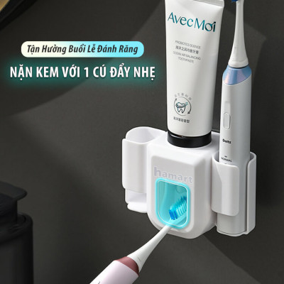 Giá Để Bàn Chải Điện Nặn Kem Đánh Răng Dán Tường Phòng Tắm Treo Đa Năng Siêu Dính Hamart