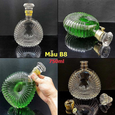 Bộ Vỏ Chai Đựng Rượu Thủy Tinh (combo 5 cái) - Vỏ Chai Rượu Đẹp - Bình Đựng Rượu (A1,A2,B2,B6,B8)