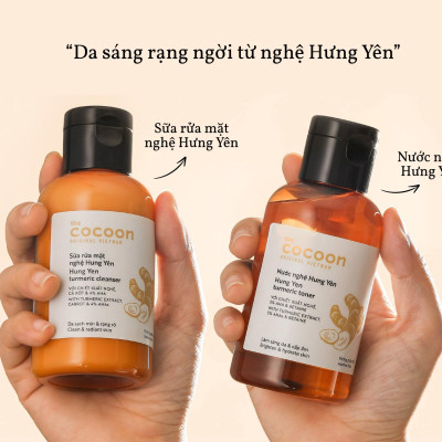 Bộ 5 Chăm Sóc Da Nghệ Cocoon giúp sáng da mờ thâm: Sữa rửa mặt nghệ 140ml + Mặt nạ nghệ 30ml + Toner nghệ 140ml + Tinh chất nghệ 30ml + Thạch nghệ 30ml
