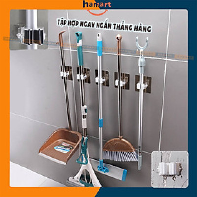 Móc Treo Chổi Dán Tường Hamart Kẹp Cây Lau Nhà Dính Siêu Chắc Chịu Lực Ánh Kim Cao Cấp BẢN LỚN 8x8