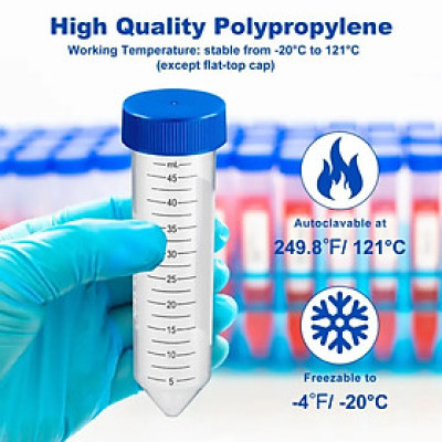 Ống ly tâm nhựa/ống Falcon 50ml-Flat Top, 25 cái/Bag, tiệt trùng (Centrifuge Tubes), Hãng Biologix- USA, hàng nhập khẩu chính hãng