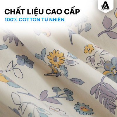 Bộ Ga Giường Mền Chần Bông 5 Món Tiny Flowers Mềm Mại 100% Cotton Tự Nhiên A2Z Home